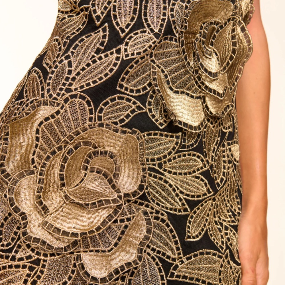 Ramy Brook Elegant Black and Gold Mini Dress - Picture 3 of 4